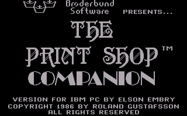 The Print Shop Companion for IBM PC - Splash